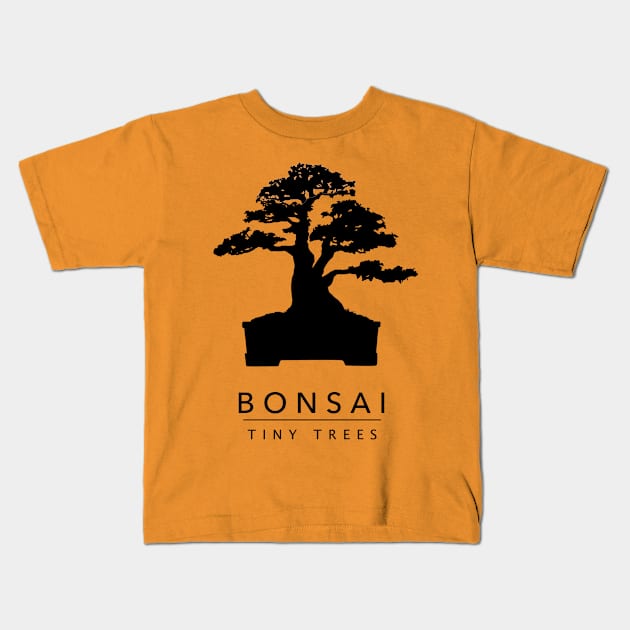 Bonsai - Tiny Trees (Black) Kids T-Shirt by solublepeter